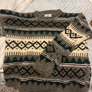 Vintage 100% WOOL, Handknit Sweater, XL, in Beautiful Neutral Tonex